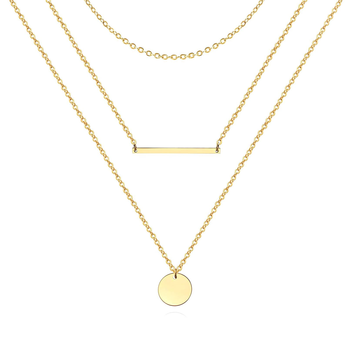 Three Layers Necklace, 18K Gold Plated Steel