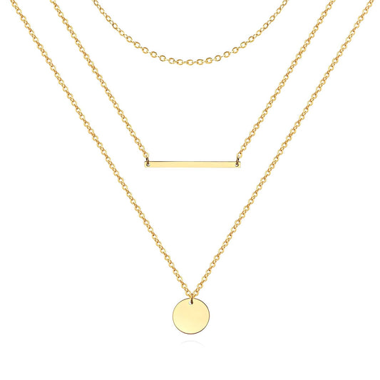 Three Layers Necklace, 18K Gold Plated Steel