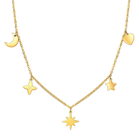 ''star'' Necklace, 18K Gold-plated steel