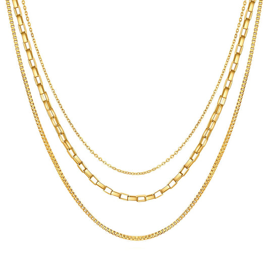 Necklace, 18K Gold-plated steel