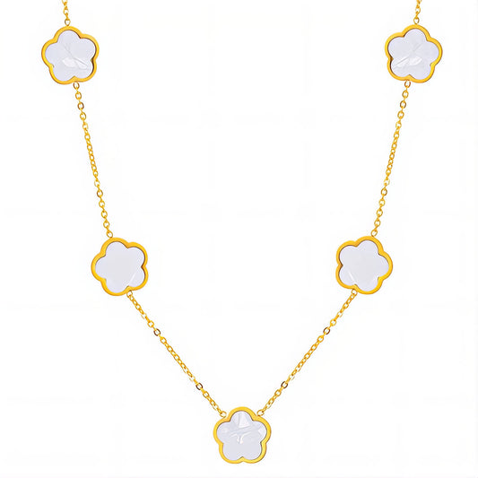 ''flower Meadow'' Necklace, 18K Gold-plated steel