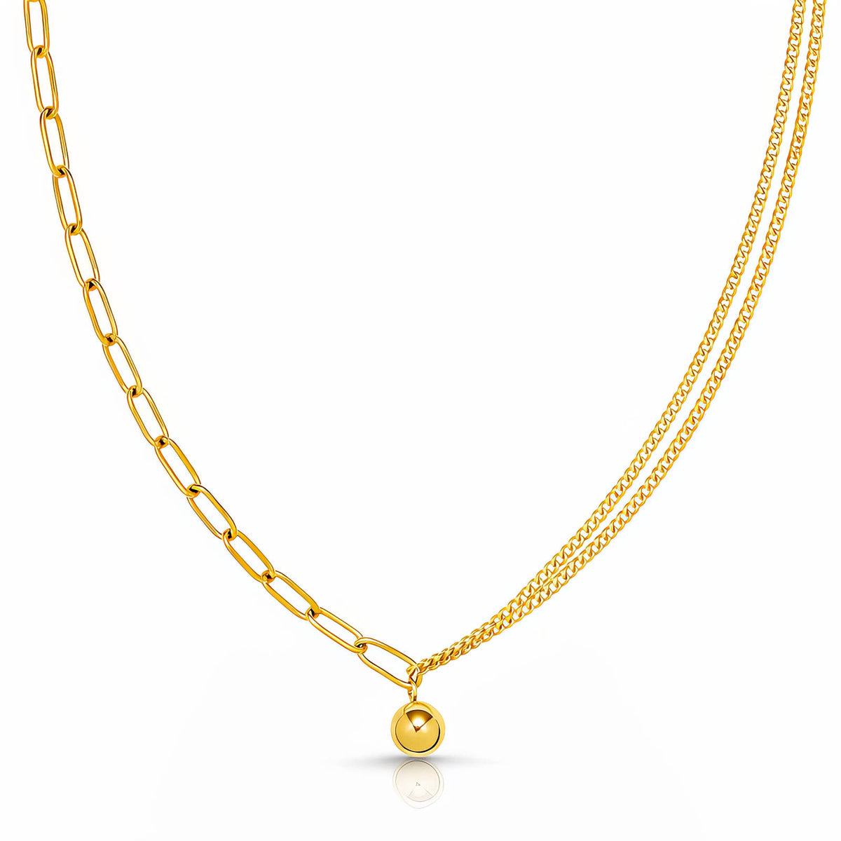 Necklace, 18K Gold-plated steel