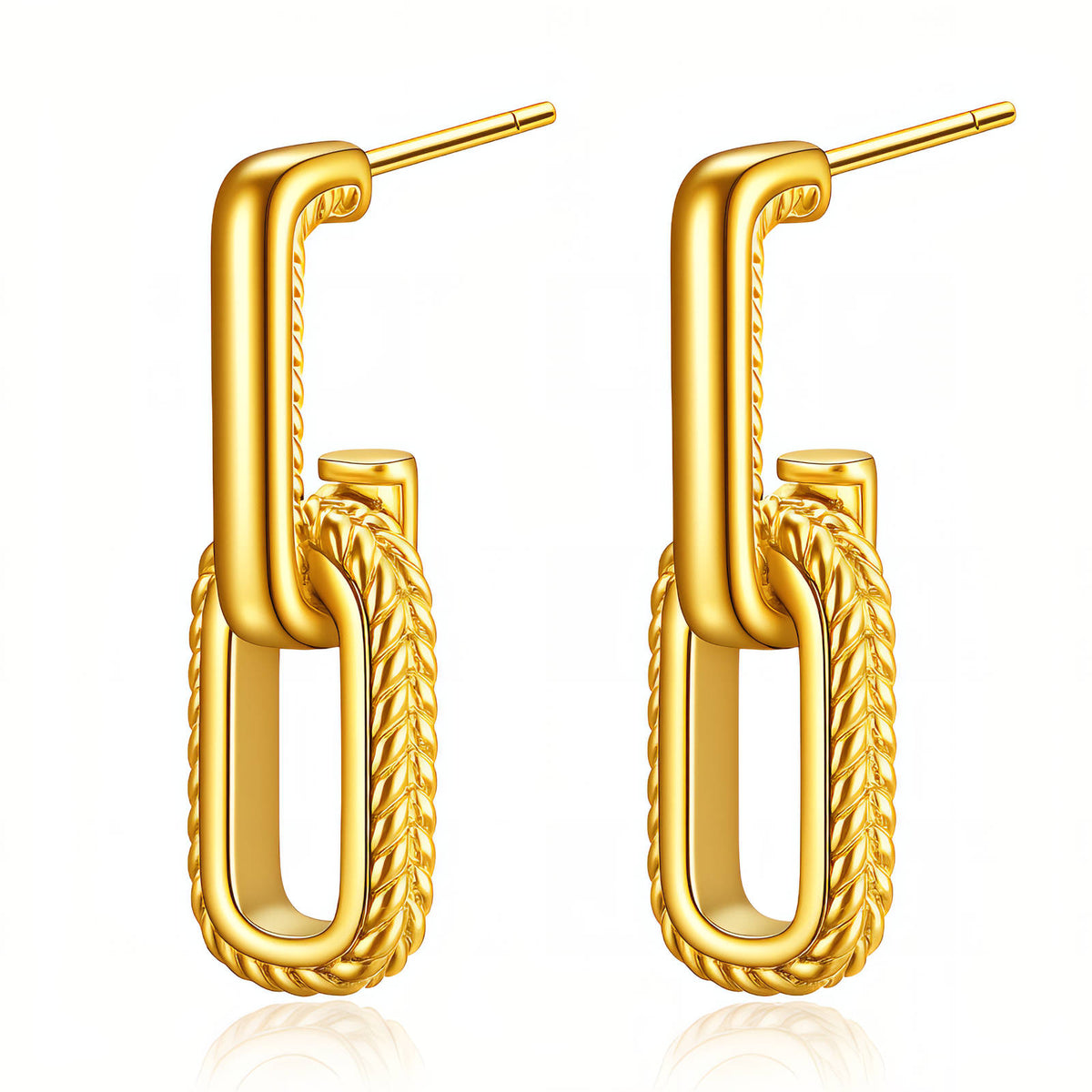 Earrings, 18K Gold-plated Steel