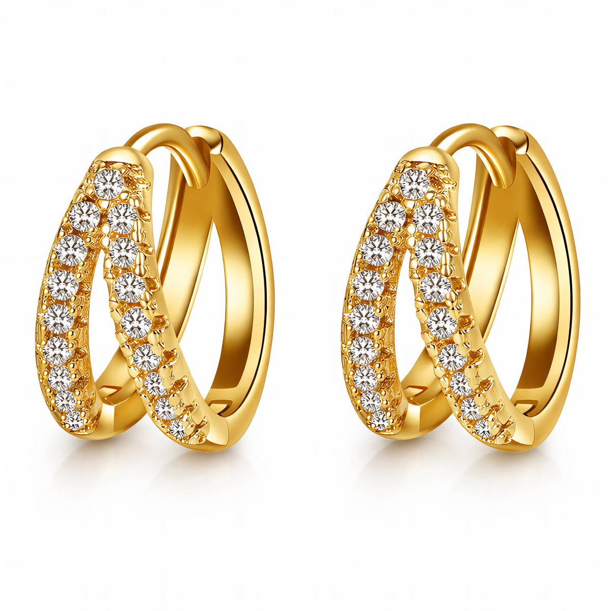 Earrings, 18K Gold Plated Brass