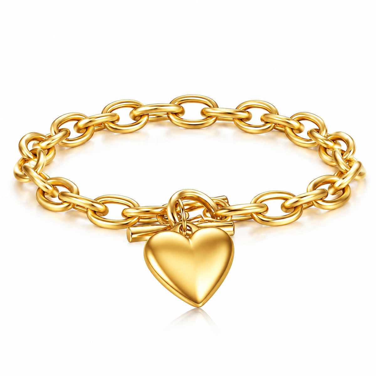 Engraving-ready Heart Bracelet, 18K Gold-plated steel