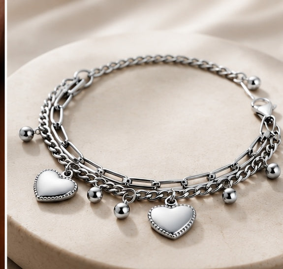 HEARTS Bracelet - Stainless Steel