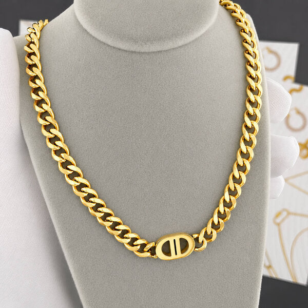 Necklace, 18K Gold Plated Steel