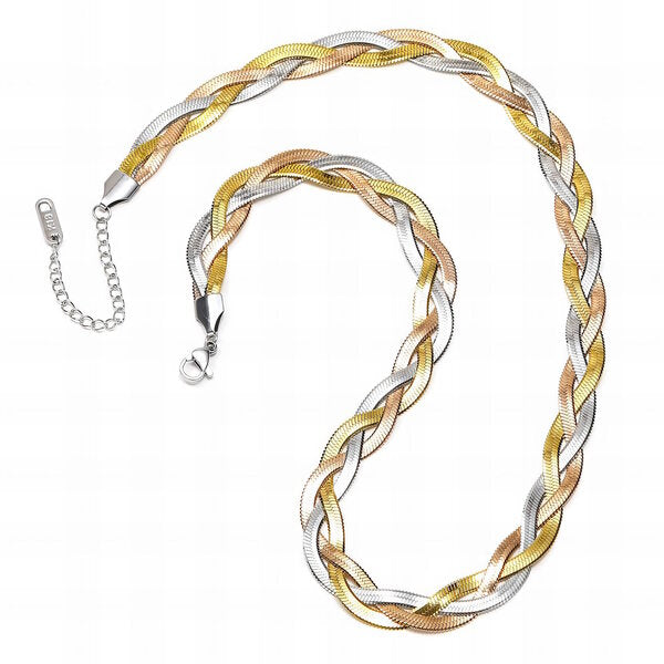 Twisted Two Tone Necklace 18K Gold Plated Steel